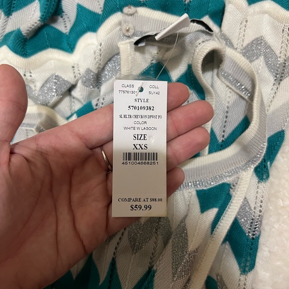 Blue,Sparkling silver, and white chevron romper - Picture 7 of 8